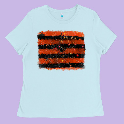 Halloween Spider Backround Ladies Tee Designed By Ranaportraitstore