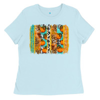 Baby Blue fall pumpkin brushstroke Ladies Tee - BundleAndBundleShop