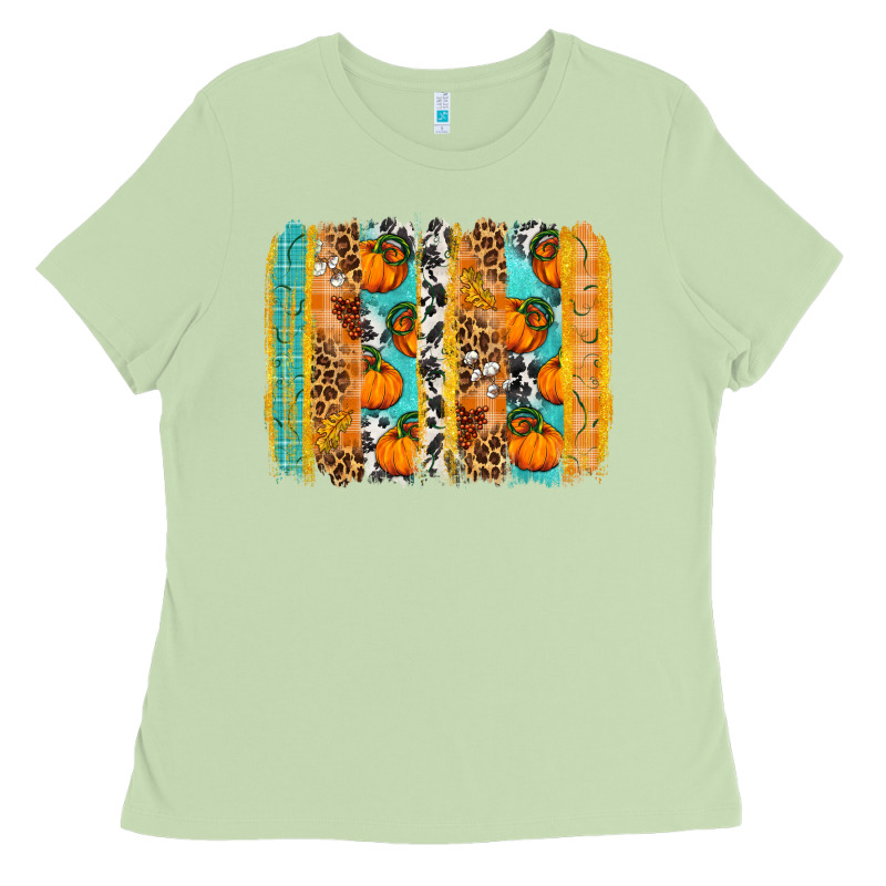 Fall Pumpkin Brushstroke Ladies Tee by BundleAndBundleShop | Teevron