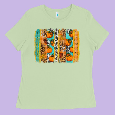 Fall Pumpkin Brushstroke Ladies Tee Designed By Bundleandbundleshop