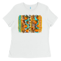 White fall pumpkin brushstroke Ladies Tee - BundleAndBundleShop