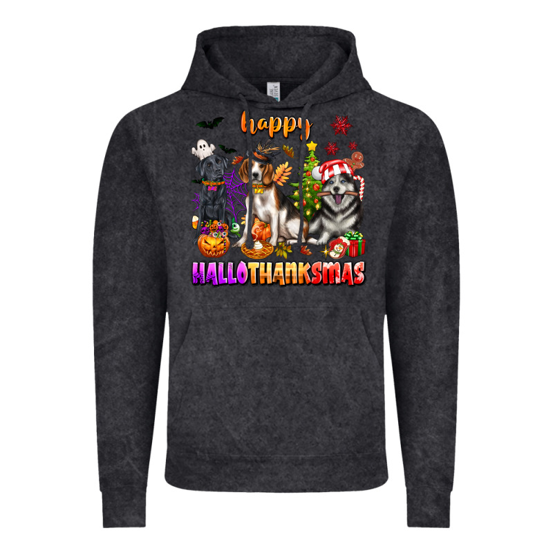 Happy Hallothanksmas Dogs Vintage Hoodie by texasbilliewilder | Teevron