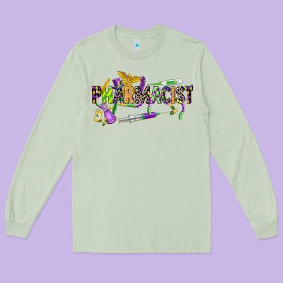 Mardi Gras Pharmacist Long Sleeve Tee Designed By Cowgirlartshop