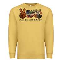 Antique Gold Peace Love White Tailed Deer Premium Sweatshirt - LillyAllenDesigns