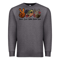 Charcoal Heather Peace Love White Tailed Deer Premium Sweatshirt - LillyAllenDesigns