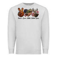 Dove Grey Peace Love White Tailed Deer Premium Sweatshirt - LillyAllenDesigns