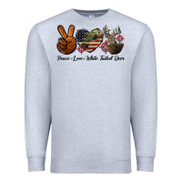 Heather Grey Peace Love White Tailed Deer Premium Sweatshirt - LillyAllenDesigns
