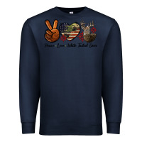 Navy Peace Love White Tailed Deer Premium Sweatshirt - LillyAllenDesigns