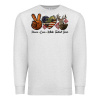 Oatmeal Heather Peace Love White Tailed Deer Premium Sweatshirt - LillyAllenDesigns