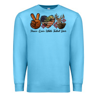 Ocean Blue Peace Love White Tailed Deer Premium Sweatshirt - LillyAllenDesigns