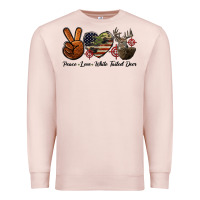 Pale Pink Peace Love White Tailed Deer Premium Sweatshirt - LillyAllenDesigns
