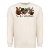 Sandshell Peace Love White Tailed Deer Premium Sweatshirt - LillyAllenDesigns