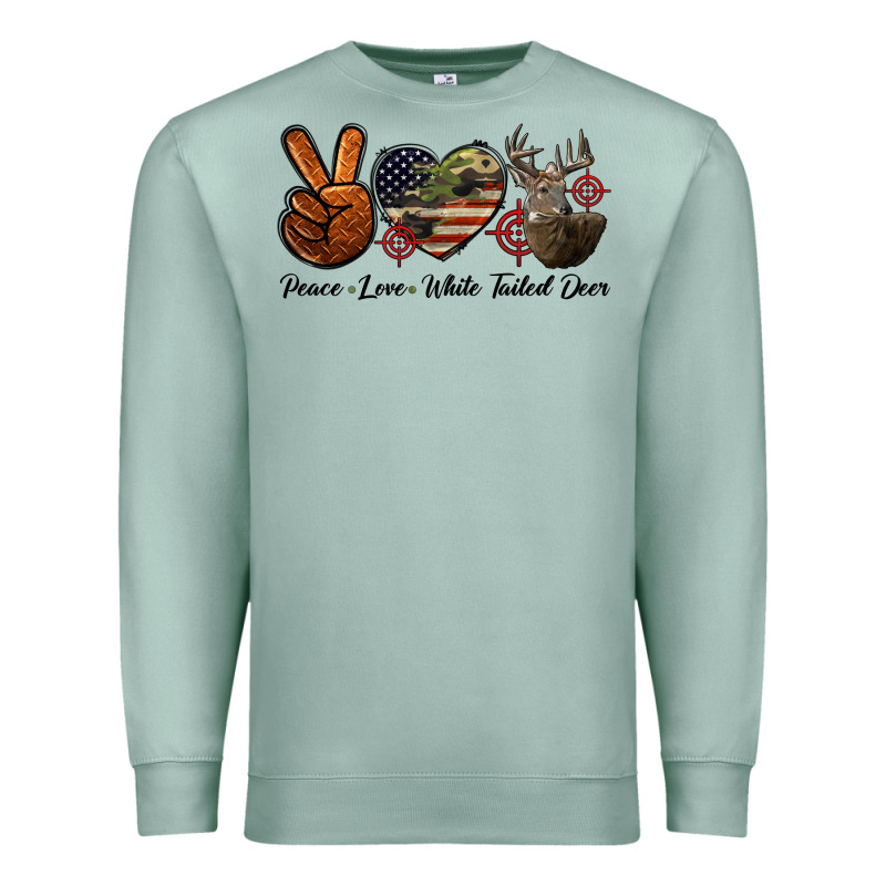Peace Love White Tailed Deer Premium Sweatshirt by LillyAllenDesigns | Teevron