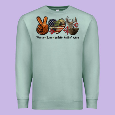 Peace Love White Tailed Deer Premium Sweatshirt Designed By Lillyallendesigns