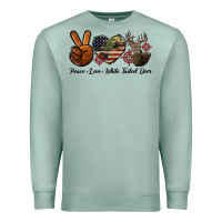 Seafoam Peace Love White Tailed Deer Premium Sweatshirt - LillyAllenDesigns