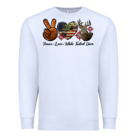 White Peace Love White Tailed Deer Premium Sweatshirt - LillyAllenDesigns