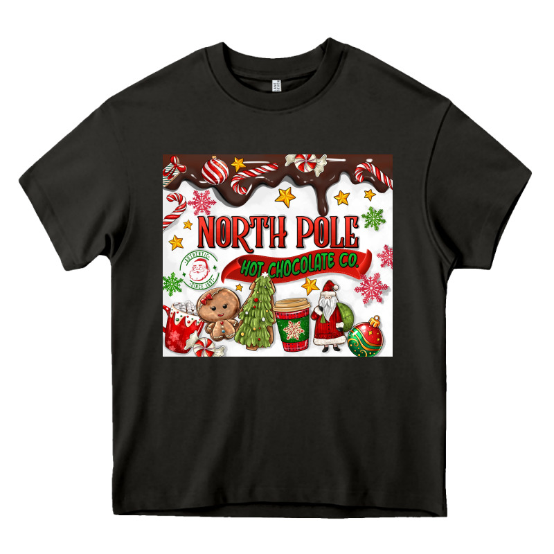 North Pole Hot Chocolate Christmas Heavy Core Tee by MaliasSmallBusiness | Teevron