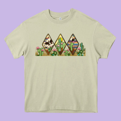Cactus Cowhide Serape Heavy Core Tee Designed By Jahusdesignshop