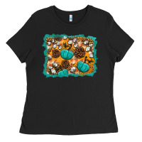 Fall Pumpkin Distressed Background Ladies Tee | Teevron