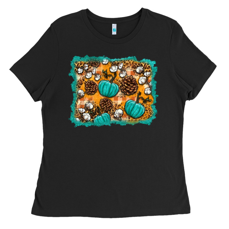 Fall Pumpkin Distressed Background Ladies Tee by BundleAndBundleShop | Teevron