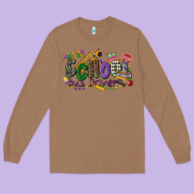 School Bus Driver Mardi Gras Long Sleeve Tee Designed By Cowgirlartshop