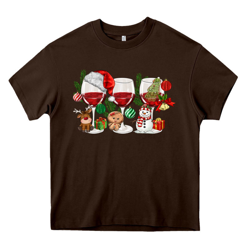 Christmas Wine Glasses Heavy Core Tee by MaliasSmallBusiness | Teevron