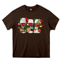 Chocolate Brown Christmas Wine Glasses Heavy Core Tee - MaliasSmallBusiness