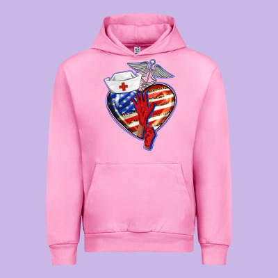 Patriotic Nurse Love Urban Hoodie Designed By Barkaloodesign