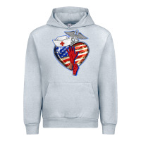 Heather Grey patriotic nurse love Urban Hoodie - BarkalooDesign