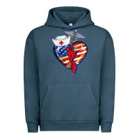 Pigment Midnight Navy patriotic nurse love Urban Hoodie - BarkalooDesign