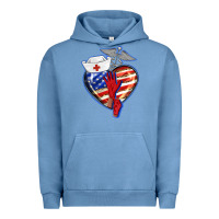Pigment Pebble Blue patriotic nurse love Urban Hoodie - BarkalooDesign