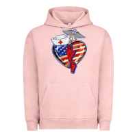 Pigment Salmon patriotic nurse love Urban Hoodie - BarkalooDesign