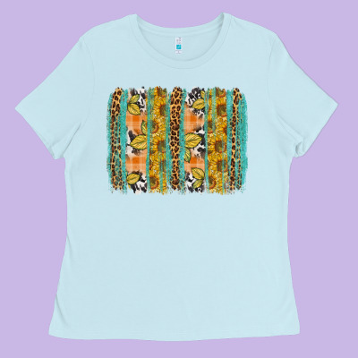 Fall Sunflower Brushstroke Ladies Tee Designed By Bundleandbundleshop