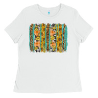 White fall sunflower brushstroke Ladies Tee - BundleAndBundleShop