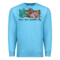 Ocean Blue Peace Love Landrace Pig Premium Sweatshirt - LillyAllenDesigns