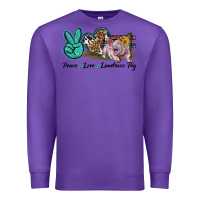 Purple Peace Love Landrace Pig Premium Sweatshirt - LillyAllenDesigns
