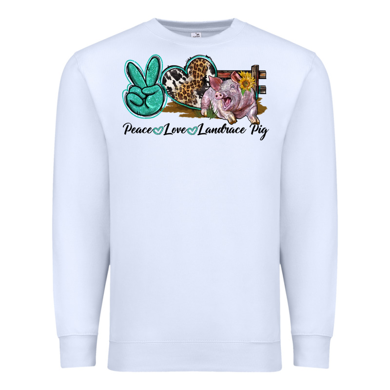 Peace Love Landrace Pig Premium Sweatshirt by LillyAllenDesigns | Teevron
