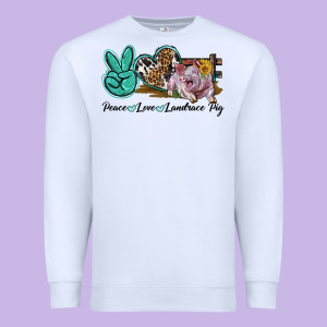 Peace Love Landrace Pig Premium Sweatshirt Designed By Lillyallendesigns