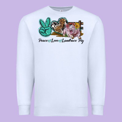 Peace Love Landrace Pig Premium Sweatshirt Designed By Lillyallendesigns