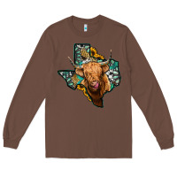 Chestnut texas map highland cow Long Sleeve Tee - Jasminsmagicworld