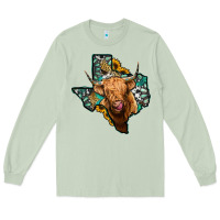 Matcha texas map highland cow Long Sleeve Tee - Jasminsmagicworld