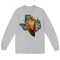 Moon Dust texas map highland cow Long Sleeve Tee - Jasminsmagicworld