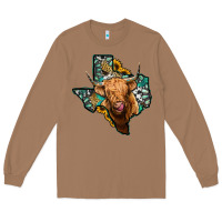 Toasted Coconut texas map highland cow Long Sleeve Tee - Jasminsmagicworld