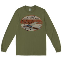 Army Green cessna 182 skylane since 1956 retro vintage airplane design Long Sleeve Tee - tuanDangUi