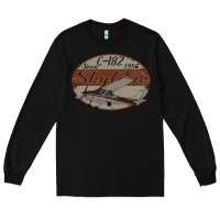 Black cessna 182 skylane since 1956 retro vintage airplane design Long Sleeve Tee - tuanDangUi