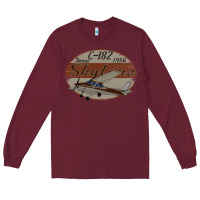 Burgundy cessna 182 skylane since 1956 retro vintage airplane design Long Sleeve Tee - tuanDangUi