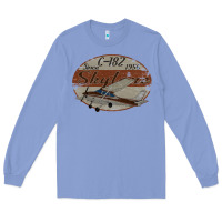 Colony Blue cessna 182 skylane since 1956 retro vintage airplane design Long Sleeve Tee - tuanDangUi