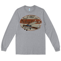 Heather Grey cessna 182 skylane since 1956 retro vintage airplane design Long Sleeve Tee - tuanDangUi