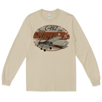 Mushroom cessna 182 skylane since 1956 retro vintage airplane design Long Sleeve Tee - tuanDangUi