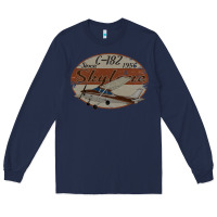 Navy cessna 182 skylane since 1956 retro vintage airplane design Long Sleeve Tee - tuanDangUi